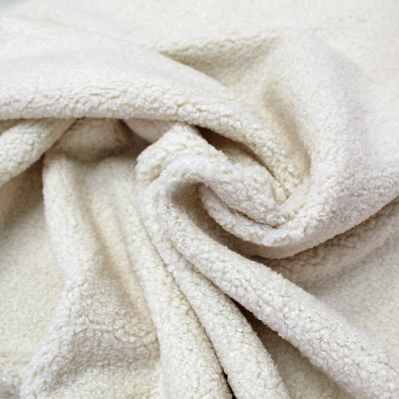 Cream Furnishing Bouclé Fabric 100% Polyester Premium 
