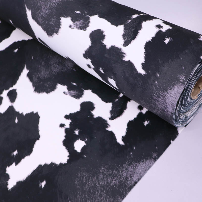 100% Polyester Black and White Cow Print Velvet Furnishing Fabric