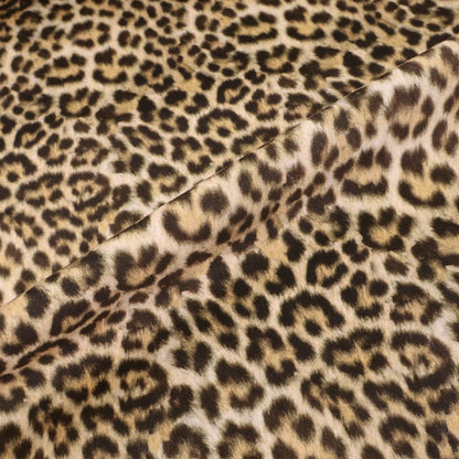 Brown velvet leopard print furnishing and upholstery fabric