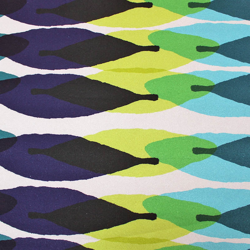 100% Cotton  Grand Tilleul Maison THEVENON Fabric - Green, Powder Blue and Pink