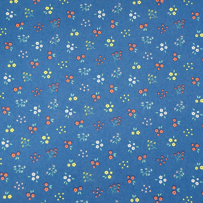 100% Organic Cotton Blue Floral Organic Cotton Fabric