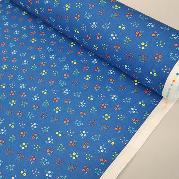 100% Organic Cotton Blue Floral Organic Cotton Fabric