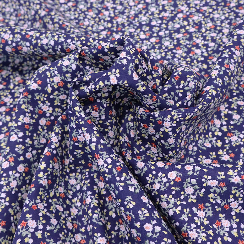 Navy Blue Floral 100% Cotton Fabric Wide width