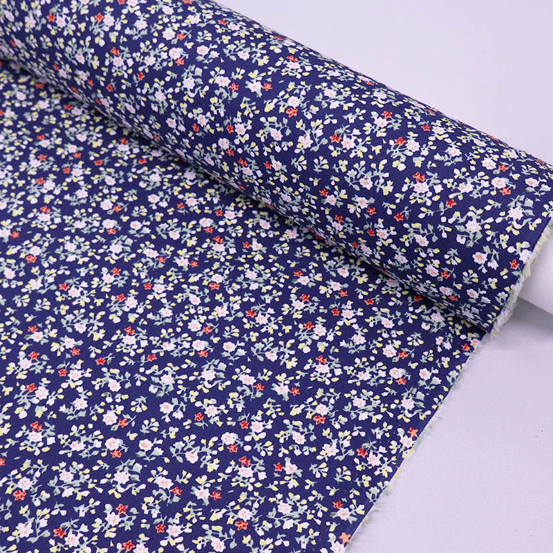 Navy Blue Floral 100% Cotton Fabric Wide width