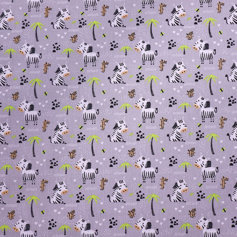 100% Cotton Grey Cotton Children's Fabric - Baby Zebra Print