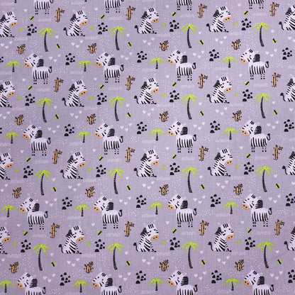100% Cotton Grey Cotton Children's Fabric - Baby Zebra Print