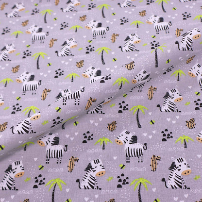 100% Cotton Grey Cotton Children's Fabric - Baby Zebra Print
