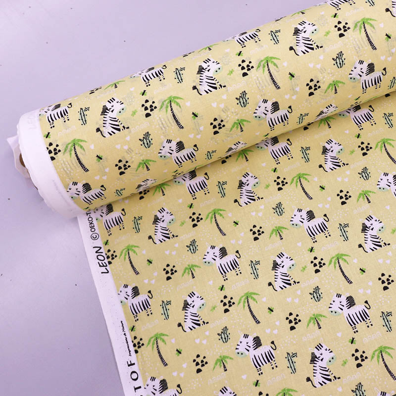 100% Cotton Yellow Cotton Children's Fabric - Baby Zebra Print