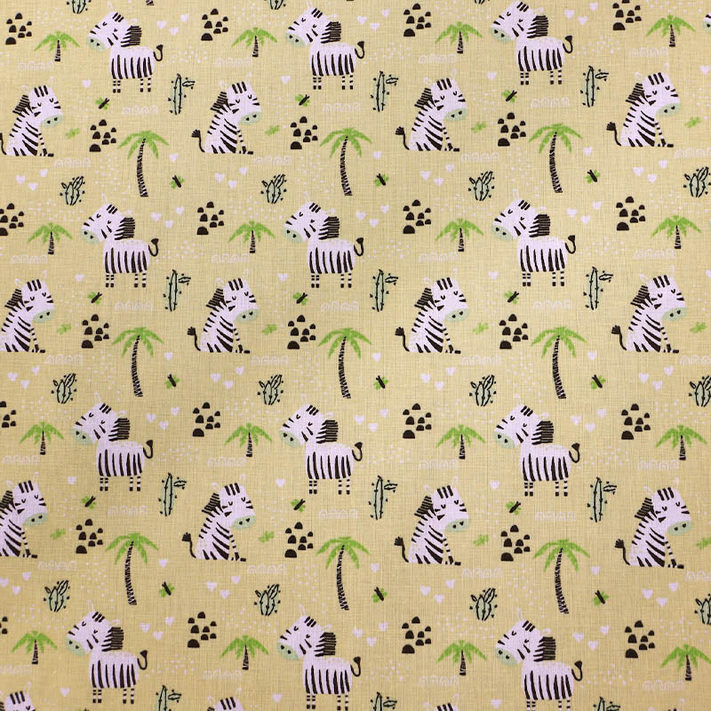 100% Cotton Yellow Cotton Children's Fabric - Baby Zebra Print