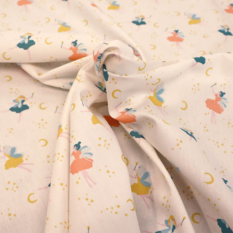 100% Organic cotton White Organic Cotton Fairy Print