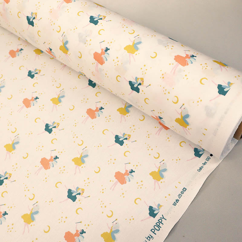 100% Organic cotton White Organic Cotton Fairy Print