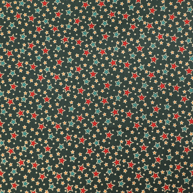 Green Christmas Cotton - Gold and Silver - Seeing Stars