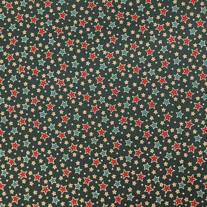 Green Christmas Cotton - Gold and Silver - Seeing Stars