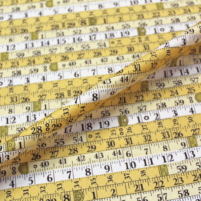 Haberdashery Printed Cotton - Yellow - Measure Tape