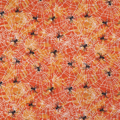 Halloween Printed Cotton - Spiders - Orange