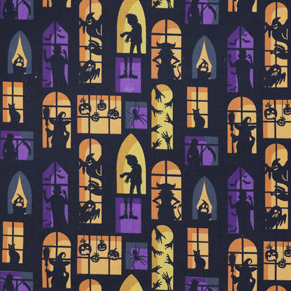 100% Cotton Black, Purple and Orange Halloween Fabric