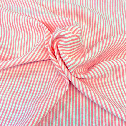 100% Linen Deadstock Lightweight Linen Fabric - Candy Pink Stripe