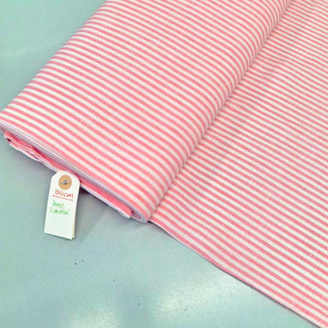 100% Linen Deadstock Lightweight Linen Fabric - Candy Pink Stripe