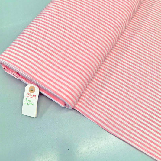 Handkerchief 100% Linen - Stripe - Candy Pink