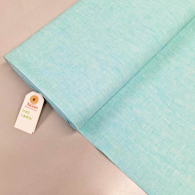 100% Linen Deadstock Handkerchief weight Linen Fabric - Pale Mint Green