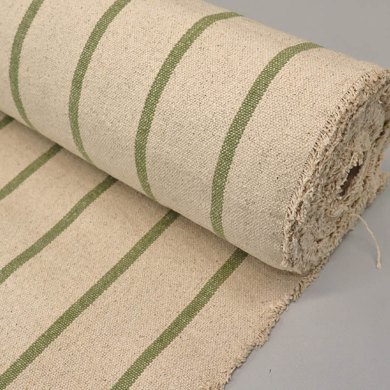 100% Cotton Furnishing Cotton Taupe and Green Stripe Fabric