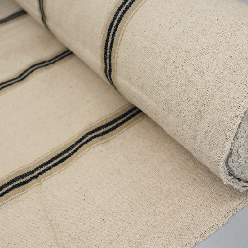 Heavy Weight Cotton - Ticking Stripe - Black