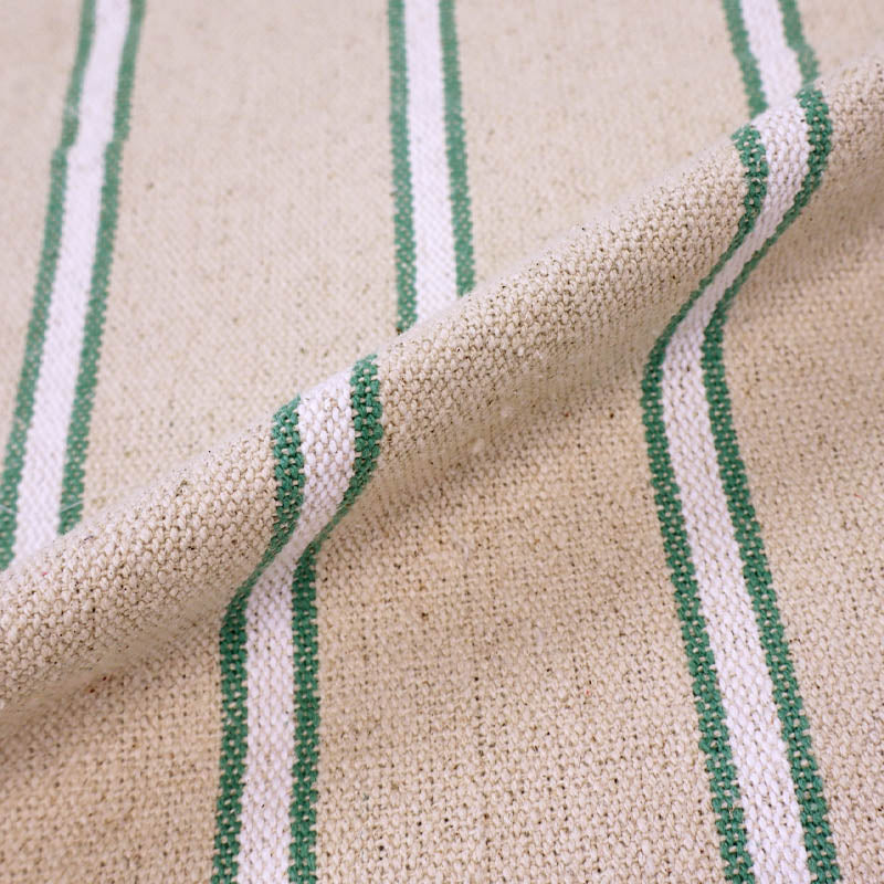 100% Cotton Green and White Stripe Heavy Weight Ticking Fabric