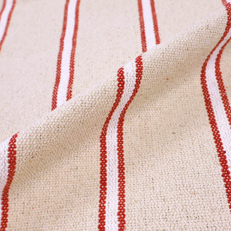 100% Cotton Red and White  Heavyweight Ticking Stripe Fabric