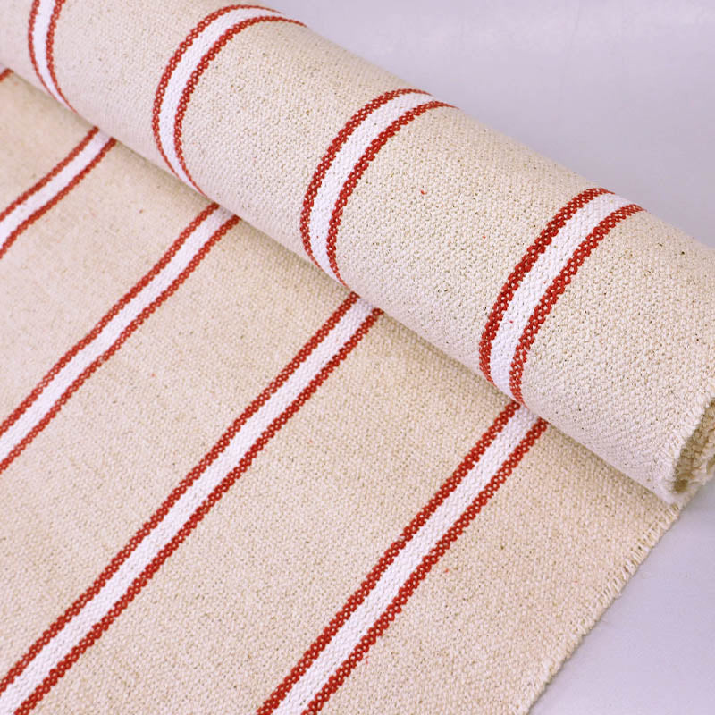 100% Cotton Red and White  Heavyweight Ticking Stripe Fabric