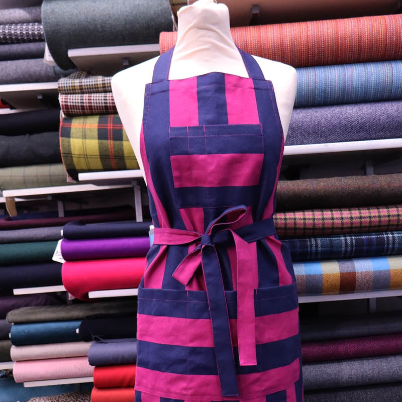 Cotton Canvas Stripe - Burgundy and Navy