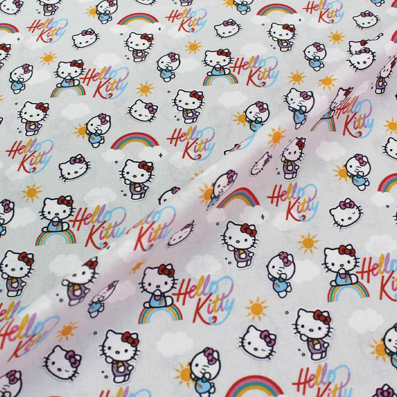 Hello Kitty Licensed Fabric  Wide Width Grey Cotton 