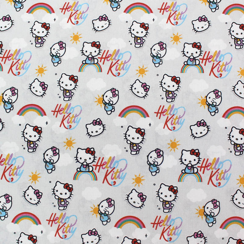 Hello Kitty Licensed Fabric  Wide Width Grey Cotton 