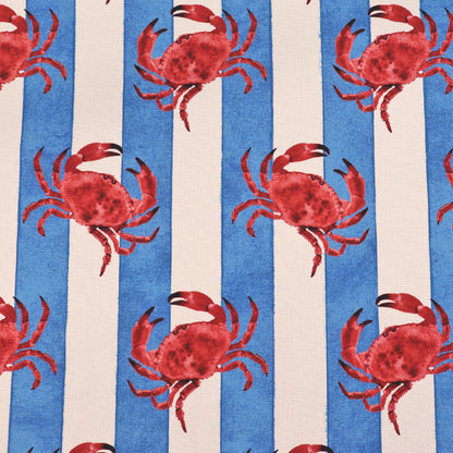 Home Furnishing Blue/White Stripe Cotton Panama - Crabby - Red