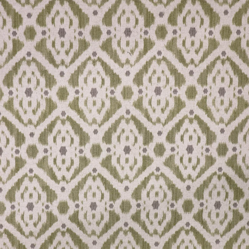 85% Cotton 15% Linen Olive Green Ikat Linen Mix Geometric Fabric