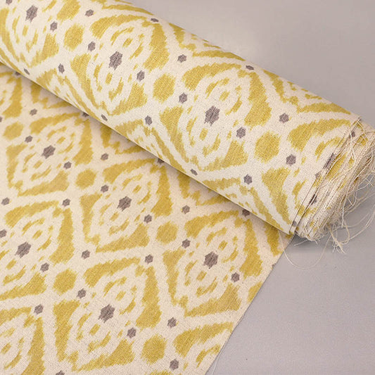 Home Furnishing Ikat Linen Mix Geometric -Stevie in Yellow