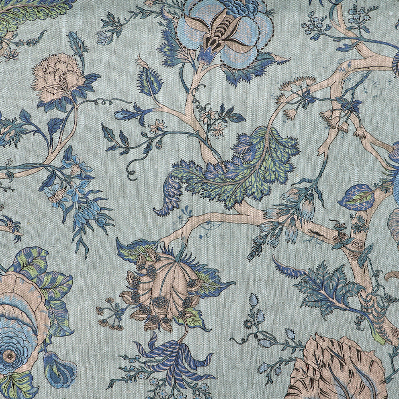 Home Furnishing Linen Arts and Crafts Floral Ice Blue