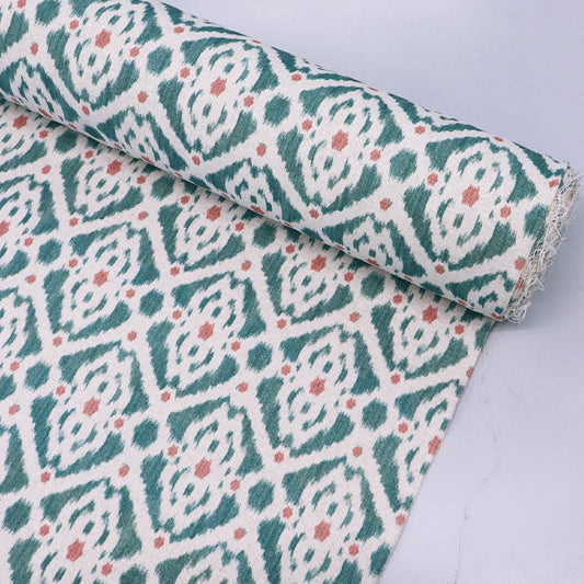 Home Furnishing Linen Mix Geometric Stevie - Jade Green