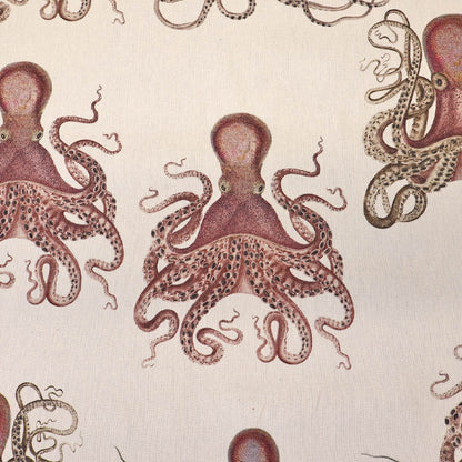 Home Furnishing White Cotton Panama - Red Squid