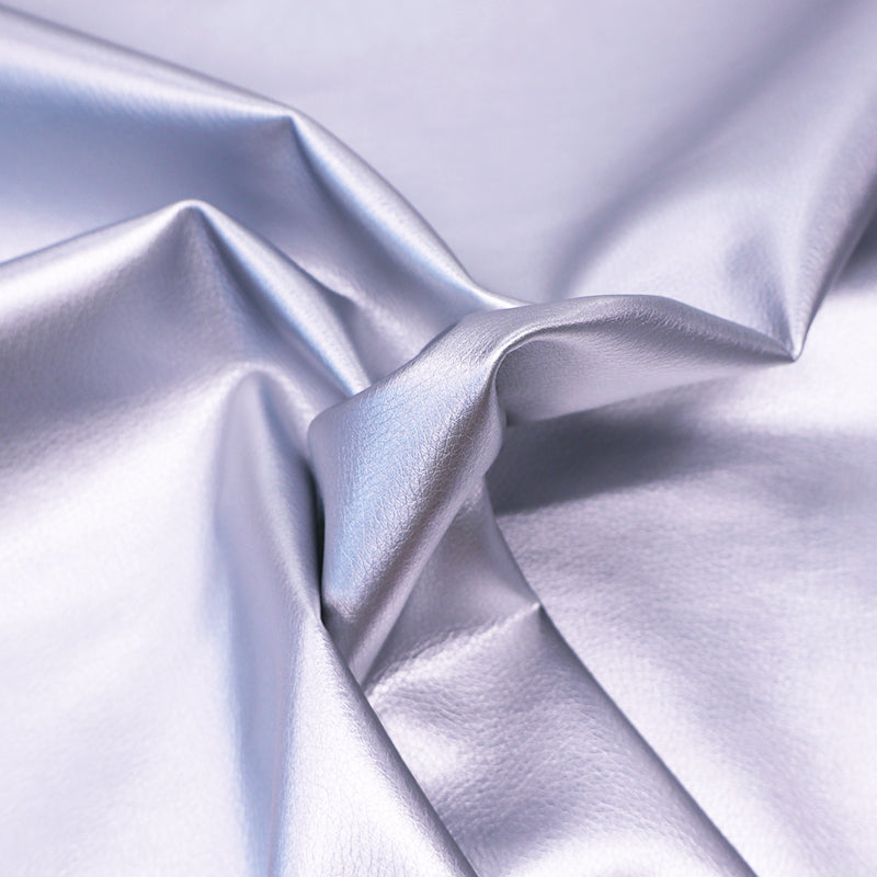100% Polyurethane Faux Leather Fabric - Silver