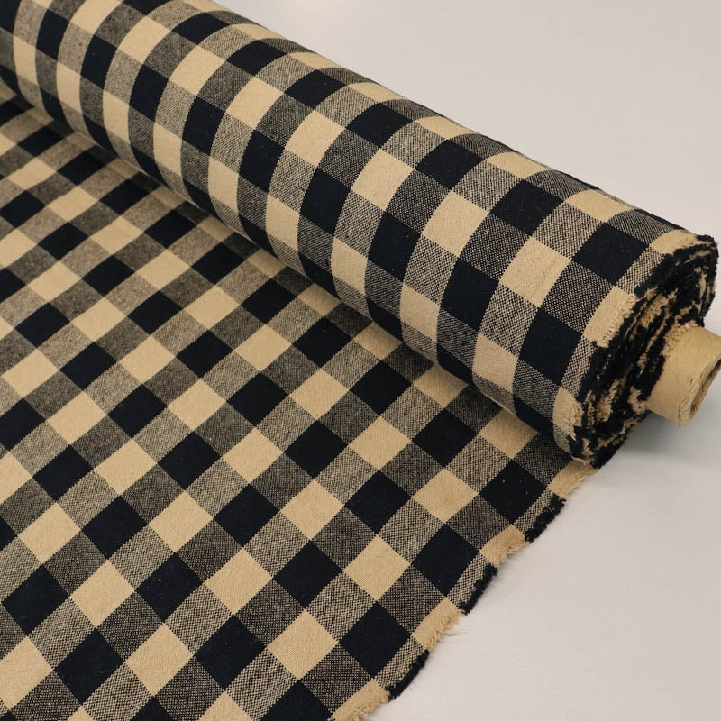 Indian Cotton - 2.7cm Gingham - Tobacco and Black