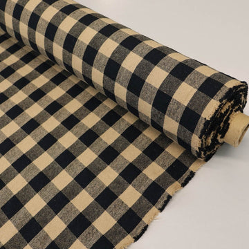 100% Indian Cotton Black and Brown Gingham Furnishing Fabric