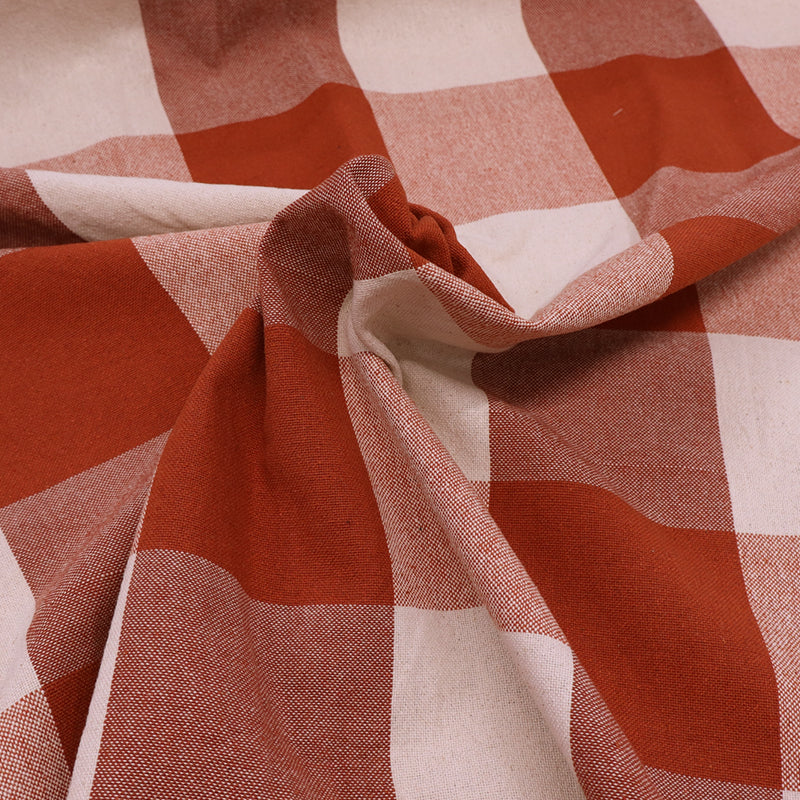 100% Cotton Large Terracotta Gingham Furnishing Fabric