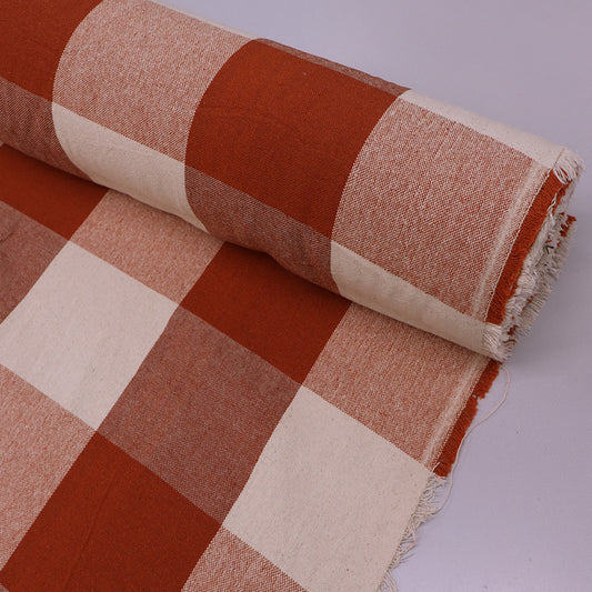100% Cotton Large Terracotta Gingham Furnishing Fabric