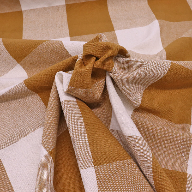 100% Cotton Honey Brown Large Gingham Fabric