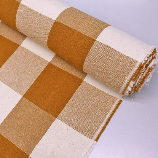 100% Cotton Honey Brown Large Gingham Fabric