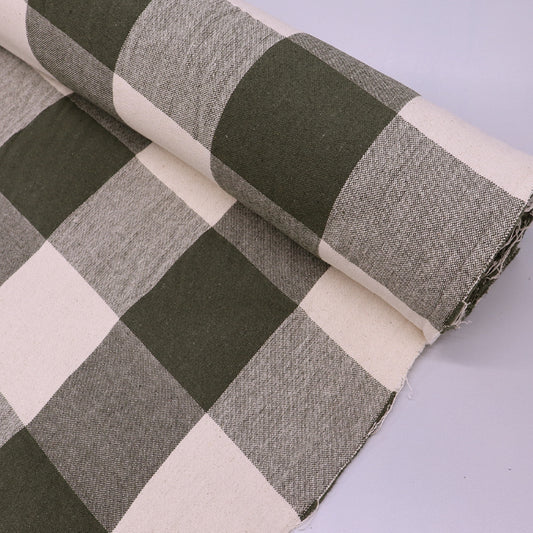 100% Cotton Green Large Gingham Furnishing Fabric