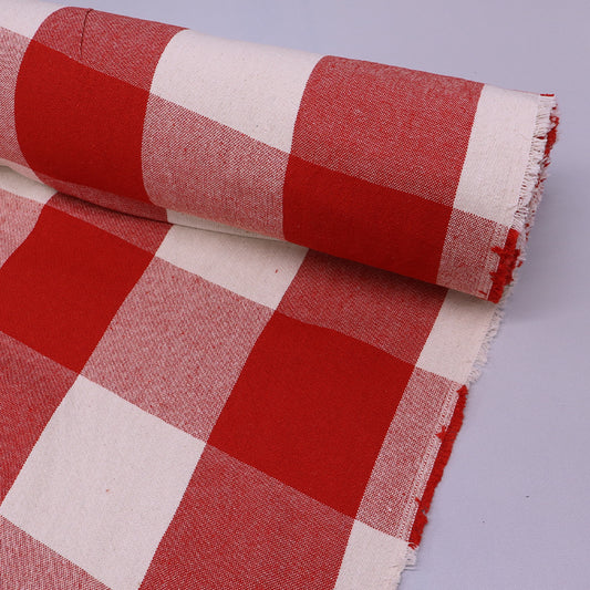 100% Cotton Large Gingham Furnishing Fabric - Red