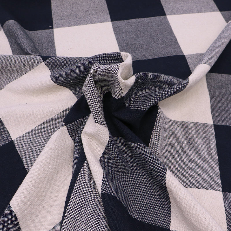 100% Cotton Navy Blue Large Gingham Furnishing Fabric