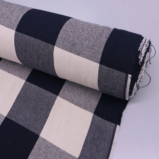 100% Cotton Navy Blue Large Gingham Furnishing Fabric