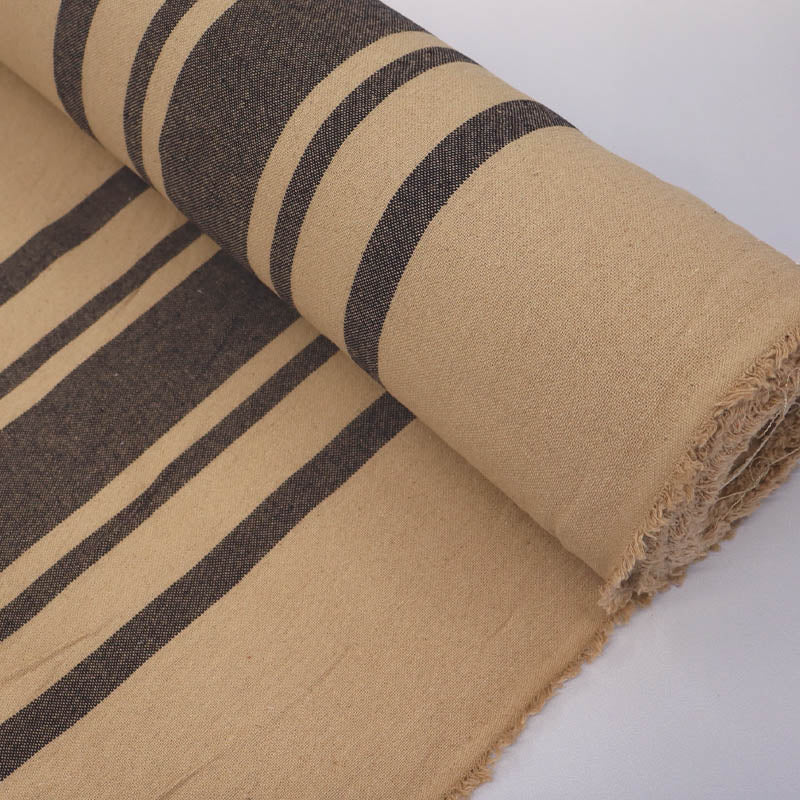 Indian Cotton - BIG Stripe - Tobacco and Black